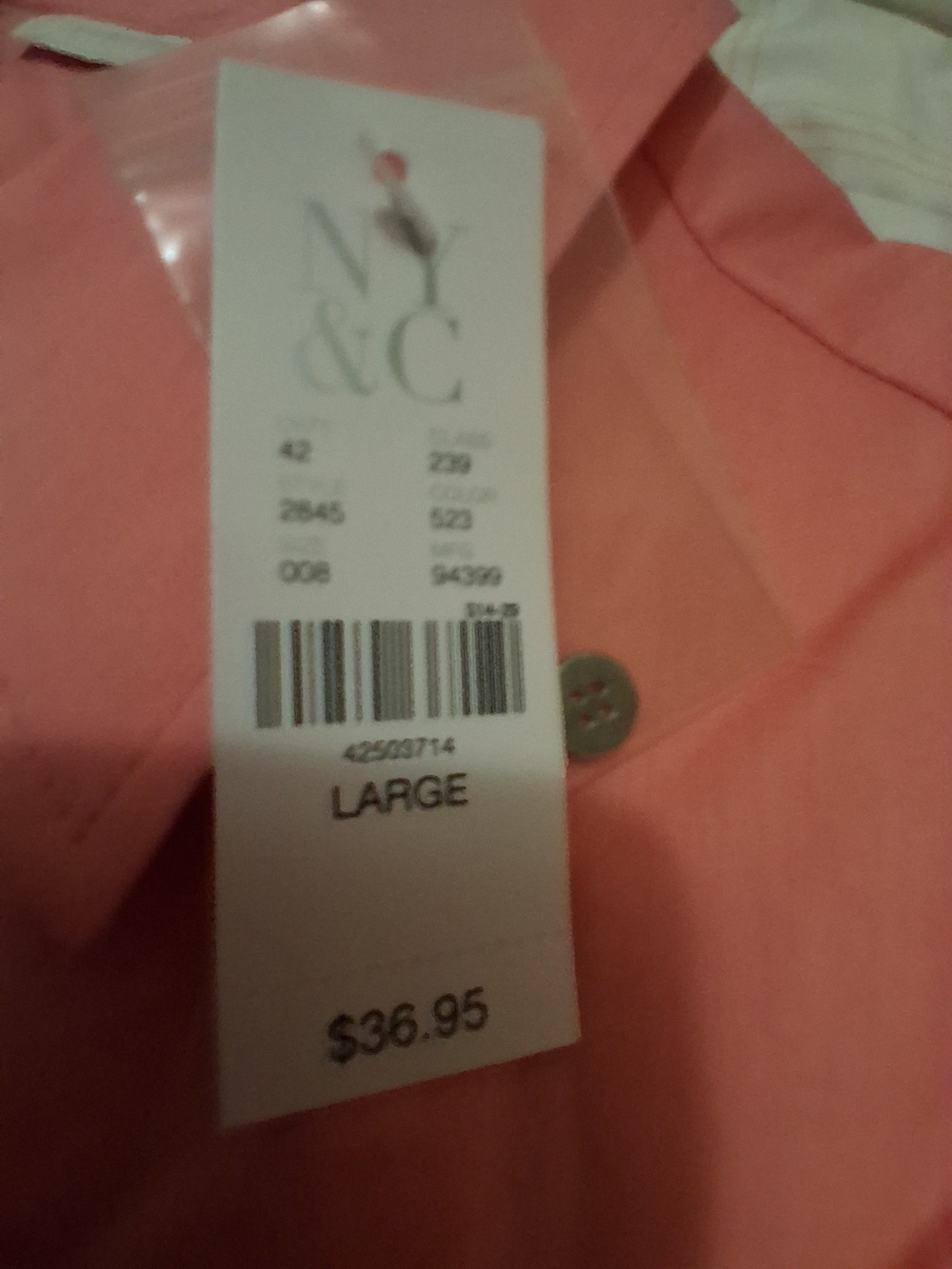 New York & Company Coral Pink Women's Blouse - Large